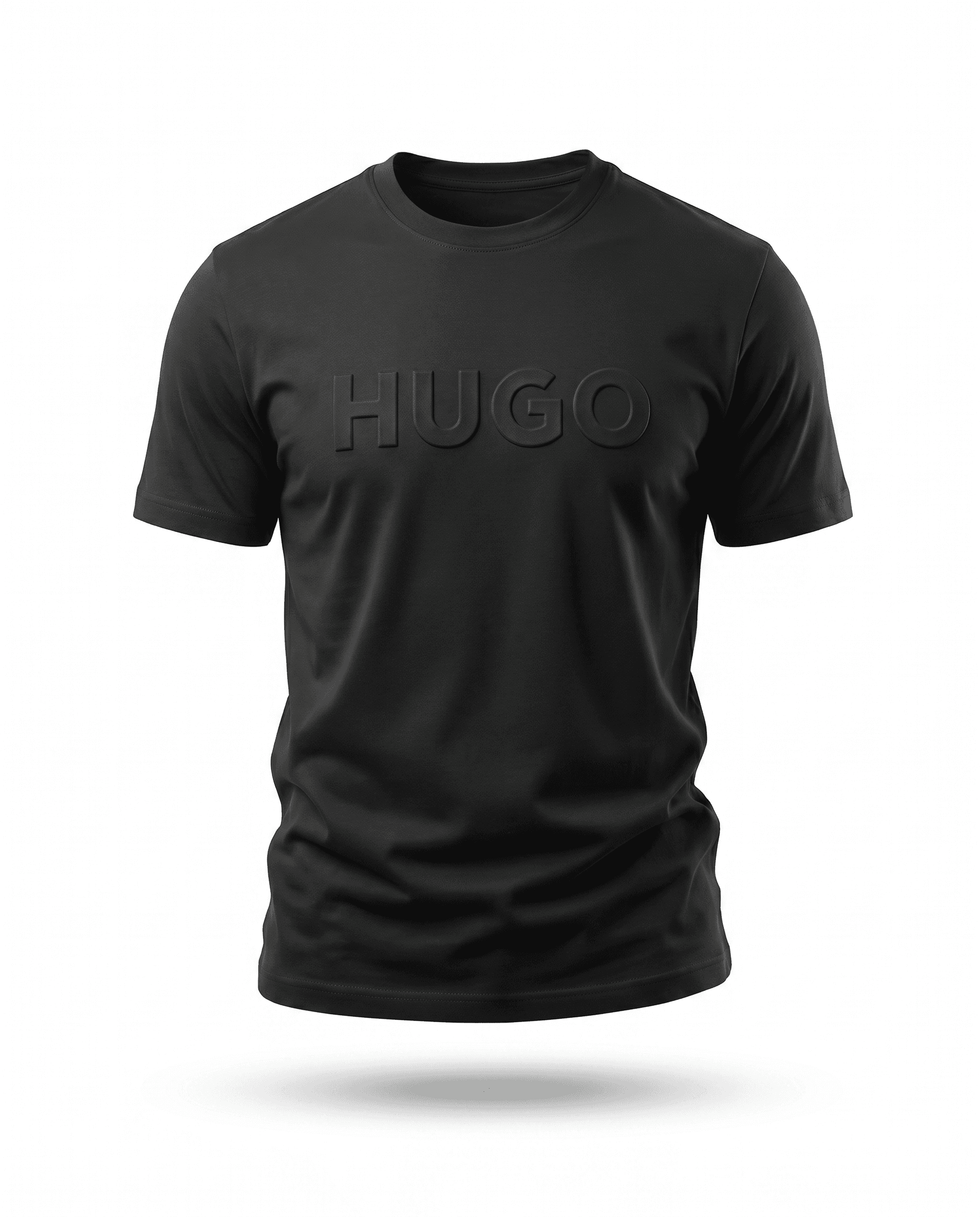 Embossed HUGO Tee — Black