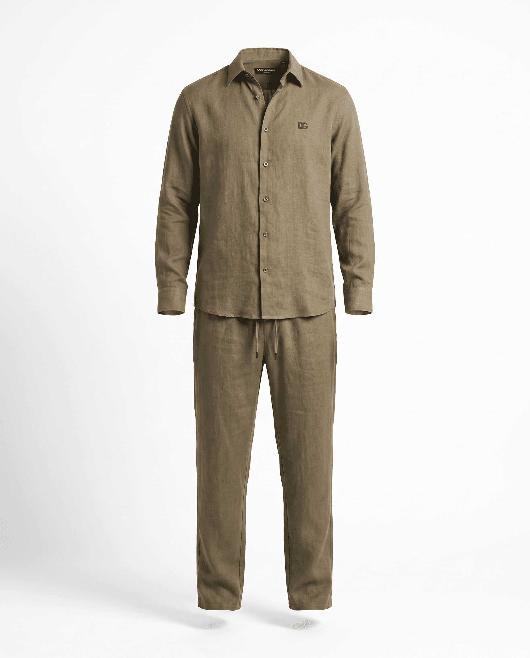 Linen Shirt & Trouser Set — Olive